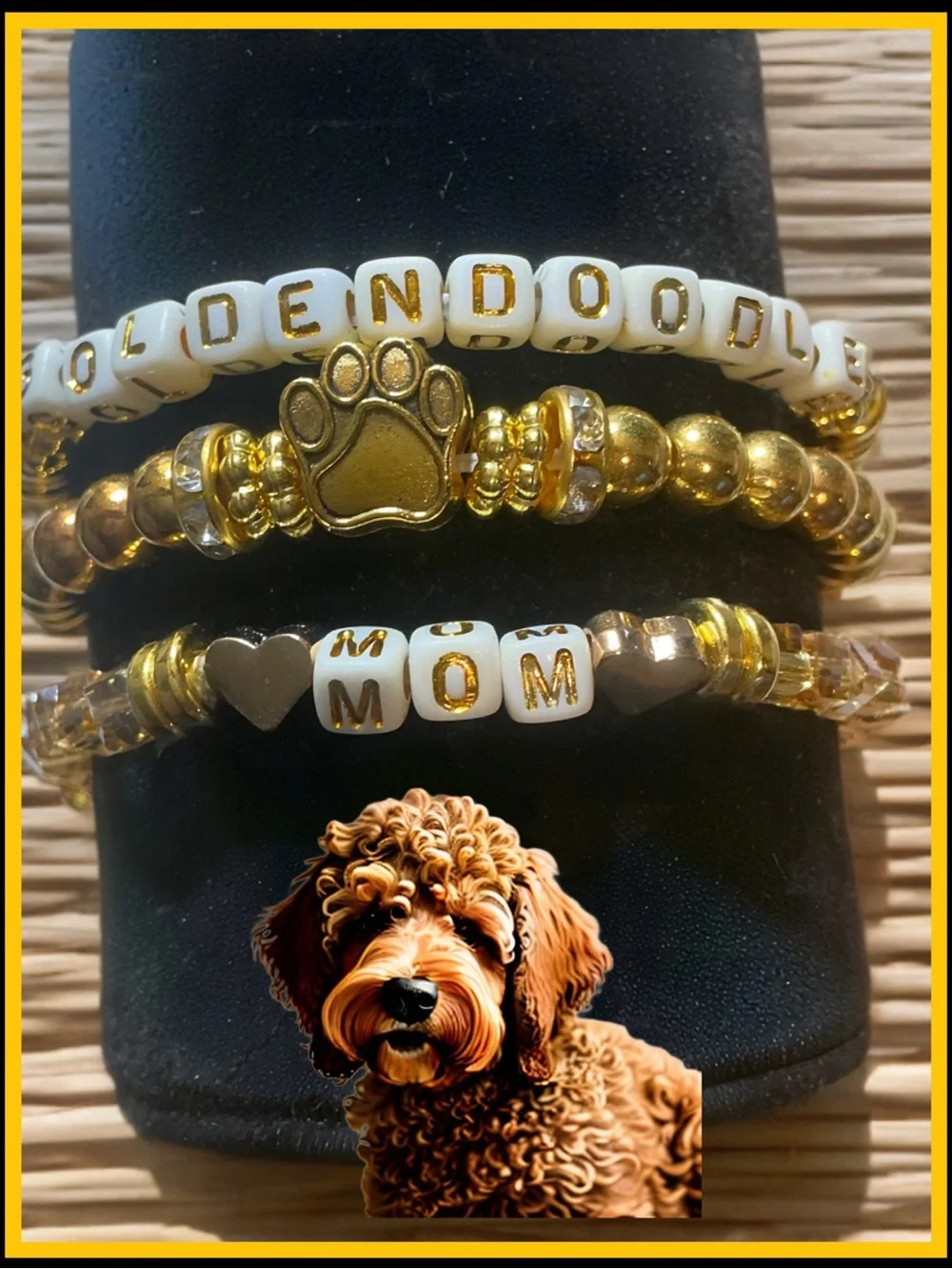 3 piece Goldendoodle Mom Beaded Bracelet Set